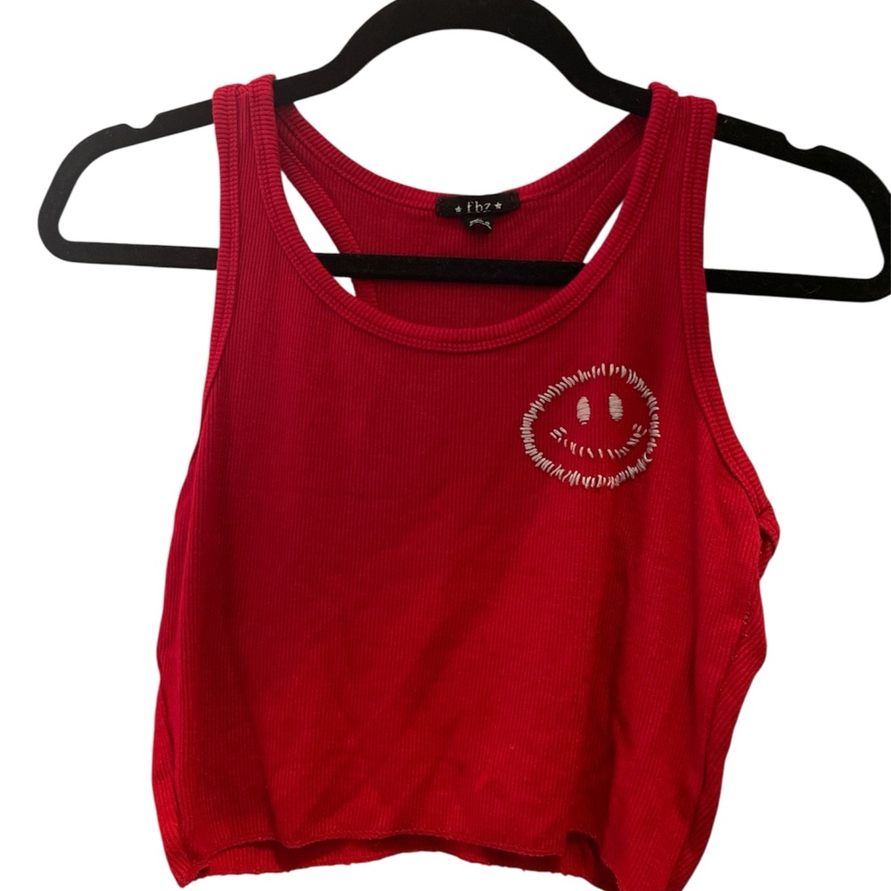 Red Smiley Face Women's Tank Top